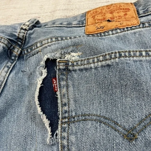 Vintage Levi’s 505 Upcycled Patchwork Distressed Denim Jeans Size 34 - Picture 7 of 15